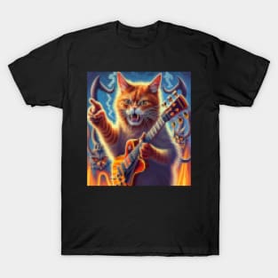 cat angry guitar playing feline T-Shirt